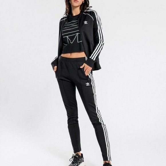 SMALL Women's adidas Originals AdiColor SST TRACKSUIT BLACK ( pants & jacket) - Picture 1 of 5